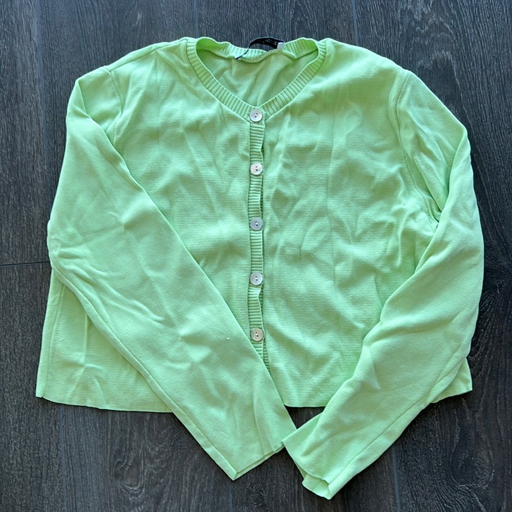 Zara green cropped cardigan